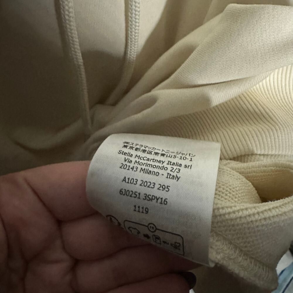 Stella McCartney Cream Powered by Plants Slogan Print Hoodie Sweatshirt Size XL - Picture 11 of 11
